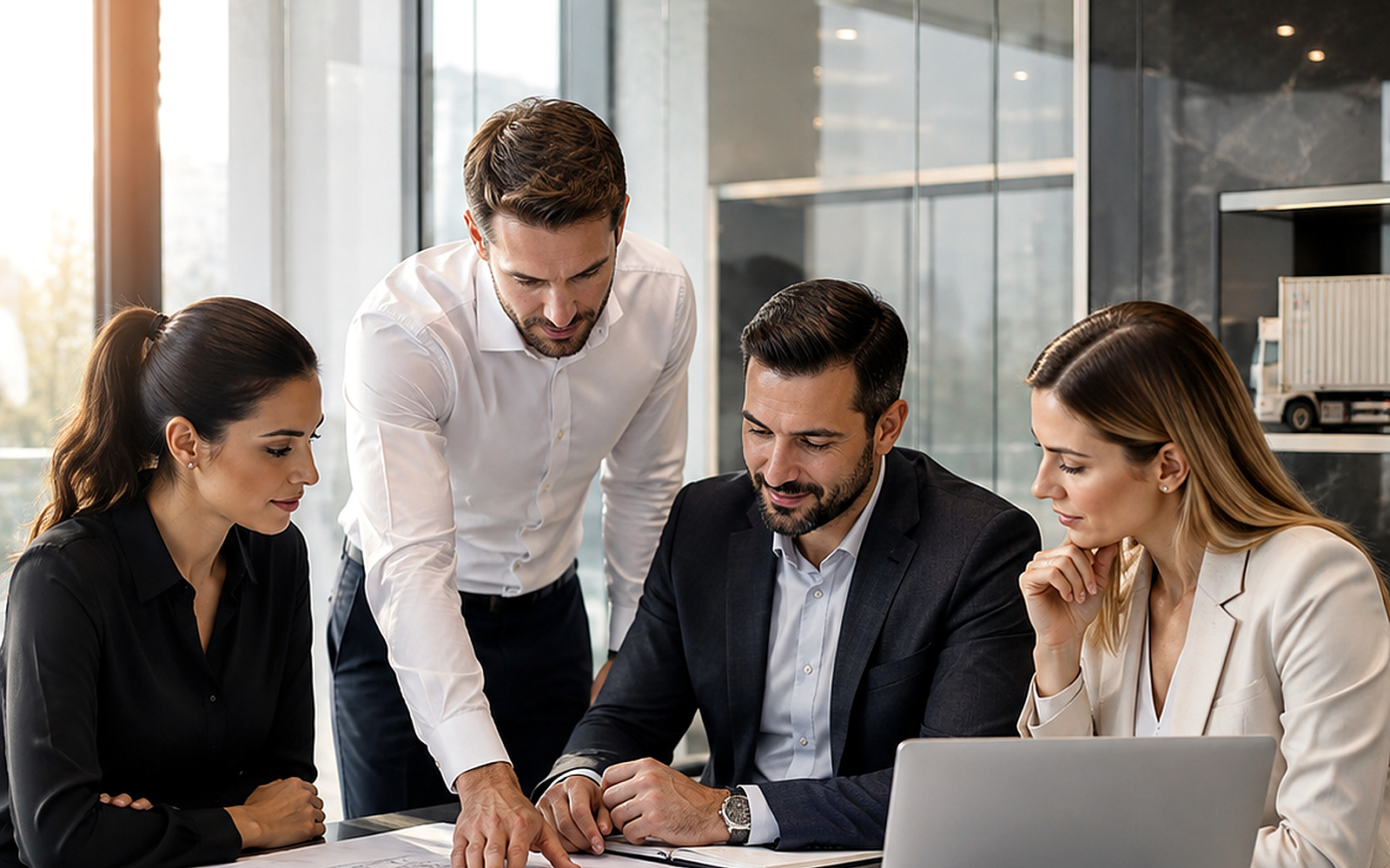 Business professionals discussing workplace matters